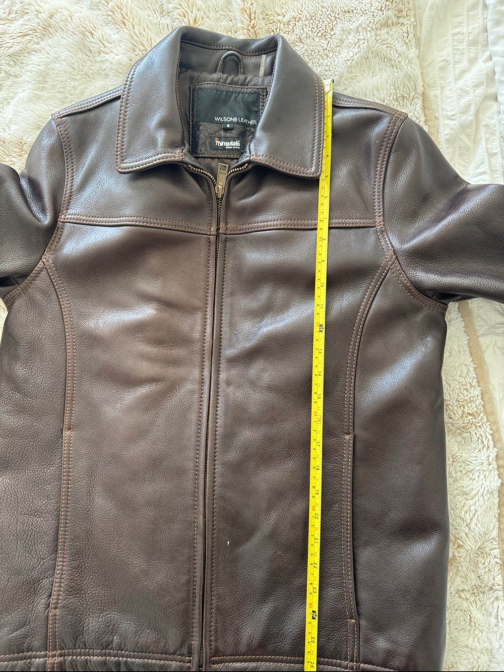 Wilsons Leather Men's Dark Brown Leather Bomber Jacket - Picture 10 of 13
